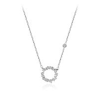 Zinklegering halskettingen, Zinc Alloy, Donut, silver plated, ovale keten & micro pave zirconia & voor vrouw & hol, nikkel, lood en cadmium vrij, Per verkocht Ca 16 inch Strand