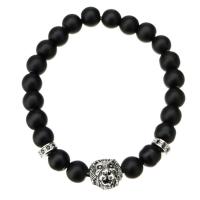 Gemstone Armbånd, Abrazine Stone, med Messing, Unisex & Micro Pave cubic zirconia, sort, Længde Ca. 7.87 inch, Solgt af PC