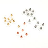 Rustfrit stål Ear Nut Component, Messing, med Plastic, forgyldt, flere farver til valg, 11.50x6mm, Solgt af PC