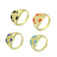 Cubic Zircon Brass Finger Ring gold color plated micro pave cubic zirconia & enamel 13mm US Ring Sold By PC