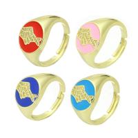 Cubic Zircon Brass Finger Ring gold color plated micro pave cubic zirconia & enamel 13mm US Ring Sold By PC