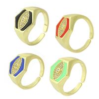 Cubic Zircon Brass Finger Ring gold color plated micro pave cubic zirconia & enamel 13mm US Ring Sold By PC