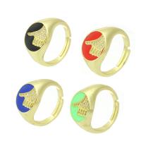 Cubic Zircon Brass Finger Ring gold color plated micro pave cubic zirconia & enamel 13mm US Ring Sold By PC