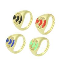 Cubic Zircon Brass Finger Ring gold color plated micro pave cubic zirconia & enamel 13mm US Ring Sold By PC