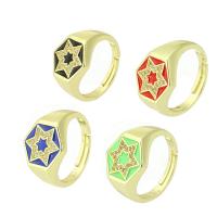 Cubic Zircon Brass Finger Ring gold color plated micro pave cubic zirconia & enamel 13mm US Ring Sold By PC