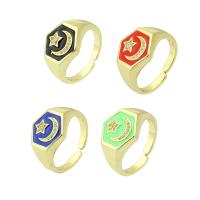 Brass Open Finger Ring gold color plated micro pave cubic zirconia & enamel 13mm Approx 6mm US Ring Sold By PC