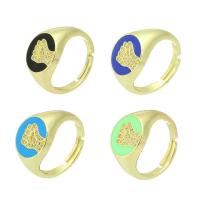 Messing Open Finger Ring, gold plated, micro pave zirconia & glazuur, meer kleuren voor de keuze, 13mm, Gat:Ca 6mm, Maat:7, Verkocht door PC