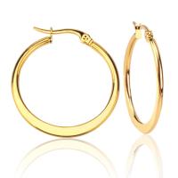 Mens Stainless Steel Hoop orecchino, acciaio inox, placcato color oro, formato differente per scelta & per la donna, Venduto da coppia