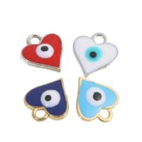 Evil Eye Pendler, Zinc Alloy, Heart, onde øje mønster & emalje, flere farver til valg, 10x10x4mm, 100pc'er/Bag, Solgt af Bag