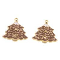 Zinc Alloy Jul Vedhæng, Tree, emalje, blandede farver, 29x23x2mm, 100pc'er/Bag, Solgt af Bag