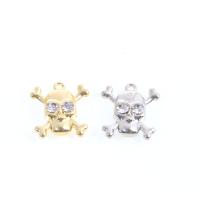 Zinc Alloy Skull Pendler, Halloween smykker gave & med rhinestone, flere farver til valg, 21x19x4mm, 100pc'er/Bag, Solgt af Bag