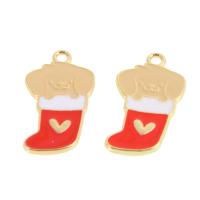 Zinc Alloy Christmas Pendants Socks enamel mixed colors Sold By Bag