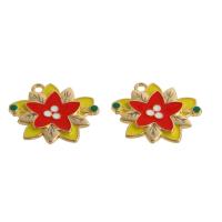 Zinc Alloy Enamel Pendants Flower mixed colors Sold By Bag