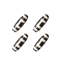 Naturlige tibetanske Agate Dzi Beads, Tibetansk agat, Naturligt & du kan DIY, sort, 10x30mm, 10pc'er/Lot, Solgt af Lot