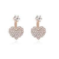 Ear Jackets Zinc Alloy Heart plated fashion jewelry & for woman & with rhinestone Sold By Pair