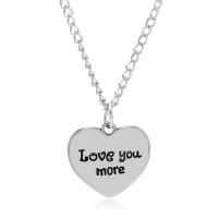 Zinc Alloy Jewelry Necklace with 2inch extender chain Heart plated fashion jewelry & Unisex & with letter pattern nickel lead & cadmium free 20mm Length Approx 17.3  Sold By PC