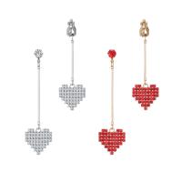 Rhinestone Ørering, Zinc Alloy, Heart, forgyldt, med rhinestone, flere farver til valg, nikkel, bly & cadmium fri, 58x18mm, Solgt af par