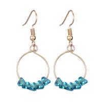 Zinc Alloy Drop Earrings with Crystal zinc alloy earring hook Donut gold color plated nickel lead & cadmium free Sold By Pair