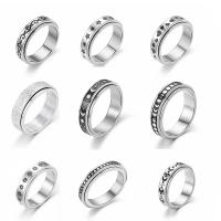 Titantium Steel Finger Ring, Titanium Steel, ezüst színű bevonattal, különböző stílusokat a választás & zománc, ezüst, Által értékesített PC