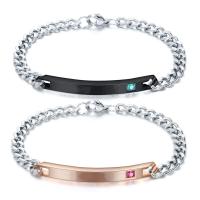 Bracelet d'acier titane, Placage de couleur argentée, avec strass, plus de couleurs à choisir, Longueur 21 cm, Vendu par PC