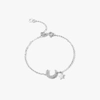 Pulsera de Aleación de Zinc, Luna y estrella, chapado, cadena oval & para mujer & con diamantes de imitación, más colores para la opción, libre de níquel, plomo & cadmio, 10x2mm, Vendido para aproximado 6.7 Inch Sarta