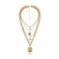 Mode Multi laag ketting, Zinc Alloy, Leeuw, gold plated, multilayer & twist ovale keten & voor vrouw, nikkel, lood en cadmium vrij, Lengte Ca 20.4 inch, Ca 13 inch, Verkocht door PC