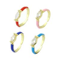 Kubieke zirconia messing ringen, gold plated, Verstelbare & micro pave zirconia & glazuur, meer kleuren voor de keuze, 10x4mm, Maat:7, Verkocht door PC