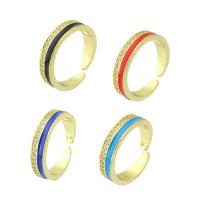 Žalvarinis Cuff Finger Ring, aukso spalva padengtas, Reguliuojamas & mikro nutiesti kubinių Zirconia & emalė, daugiau spalvų pasirinkimas, 4mm, Dydis:7, Pardavė PC