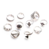 Zink legering Ring Sæt, Zinc Alloy, forgyldt, 10 stykker, flere farver til valg, 1.6cm,2cm,1.5cm, Solgt af sæt