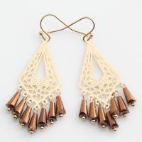 Fringe pendientes de la manera, metal, con Cristal, chapado en color dorado, para mujer & hueco, 20x55mm, Vendido por Par