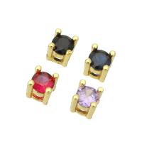 Cubic Zirconia Brass Pärlor, Mässing, Hjärta, guldfärg pläterade, micro bana cubic zirconia, 4x4x5mm, Säljs av PC