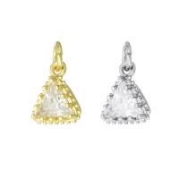 Μενταγιόν Cubic Zirconia (CZ) Brass, Ορείχαλκος, Τρίγωνο, υψηλής ποιότητας επιμεταλλωμένα και ποτέ δεν ξεθωριάζει, μικρο ανοίξει κυβικά ζιρκονία, 9x10x5mm, Τρύπα:Περίπου 2mm, Sold Με PC