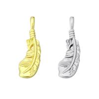 Colgantes de la joyería de cobre amarillo, metal, Pluma, alta calidad plateado y nunca se descolora, más colores para la opción, 7x26x2mm, agujero:aproximado 2mm, Vendido por UD