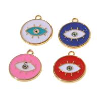 Pendentifs mauvais oeil, alliage de zinc, Rond, motif de mauvais œil & émail, plus de couleurs à choisir, 18x15x2mm, 100PC/sac, Vendu par sac