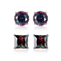 Cubic Zircon ( CZ ) Stud Earring, Mässing, Unisex & micro bana cubic zirconia, blandade färger, Säljs av Par