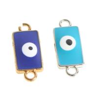 Zinc Alloy Connector Rectangle evil eye pattern & enamel Sold By Bag