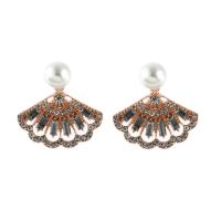 Ear Jackets Zinc Alloy with Plastic Pearl plated fashion jewelry & for woman & with rhinestone Sold By Pair