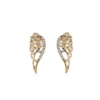 Øremærkning af zinklegeret stud, Zinc Alloy, Wing Shape, forgyldt, mode smykker & for kvinde & med rhinestone, flere farver til valg, 23x8mm, Solgt af par