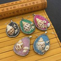 Gemstone Pendants Jewelry Natural Stone with Rhinestone Clay Pave & Trumpet Shell & Resin irregular 30x50- Sold By PC