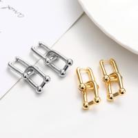 Huggie Hoop Drop Earring Brass Geometrical Pattern plated for woman & hollow nickel lead & cadmium free 50mm Sold By Pair