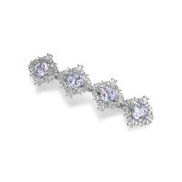 Barrette, laiton, Placage de couleur platine, pavé de micro zircon & pour femme, 77.50x19.40mm, Vendu par PC