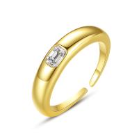 Cubic Zircon Messing fingerring, guldfarve belagt, Justerbar & Micro Pave cubic zirconia & for kvinde, 4.20mm, Solgt af PC