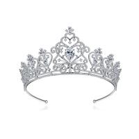 Tiara's, Messing, Kroon, platinum plated, micro pave zirconia & voor vrouw, 130x63.80mm, Verkocht door PC