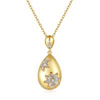 Collier en laiton cubique Zircon Micro Pave, avec 1.96 inch chaînes de rallonge, Placage de couleur d'or, pavé de micro zircon & pour femme, 12.60x23mm, Longueur Environ 15.74 pouce, Vendu par PC