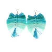 Fashion Fringe Boucles d'oreilles, Fil de coton, Style bohème & pour femme, plus de couleurs à choisir, protéger l'environnement, sans nickel, plomb et cadmium, 110x65mm, Vendu par paire