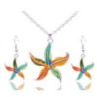 Set gioielli in lega di zinco, orecchino & Collana, lega in zinco, Stella Marina, unisex & smalto, colori misti, 4.5x3.8cm (necklace), 4.1x2cm (earrings), Venduto da set