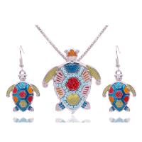 Set gioielli in lega di zinco, orecchino & Collana, lega in zinco, with Seedbead, Tartaruga, unisex & smalto, nessuno, 5.5x4.6cm (necklace), 4.3x2.1cm (earrings), Venduto da set