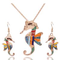 Set gioielli in lega di zinco, orecchino & Collana, lega in zinco, with Seedbead, Cavalluccio marino, unisex & smalto, nessuno, 5.9x3.2cm (necklace), 4.5x1.3cm (earrings), Lunghezza 53 cm, Venduto da set