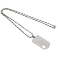 Collier de bijoux en acier inoxydable, unisexe, argent, 47x26x2mm, Longueur 45 cm, Vendu par PC