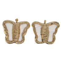 Shell Pendler, Messing, med Shell, Butterfly, blandede farver, 45x50x8mm, Solgt af PC